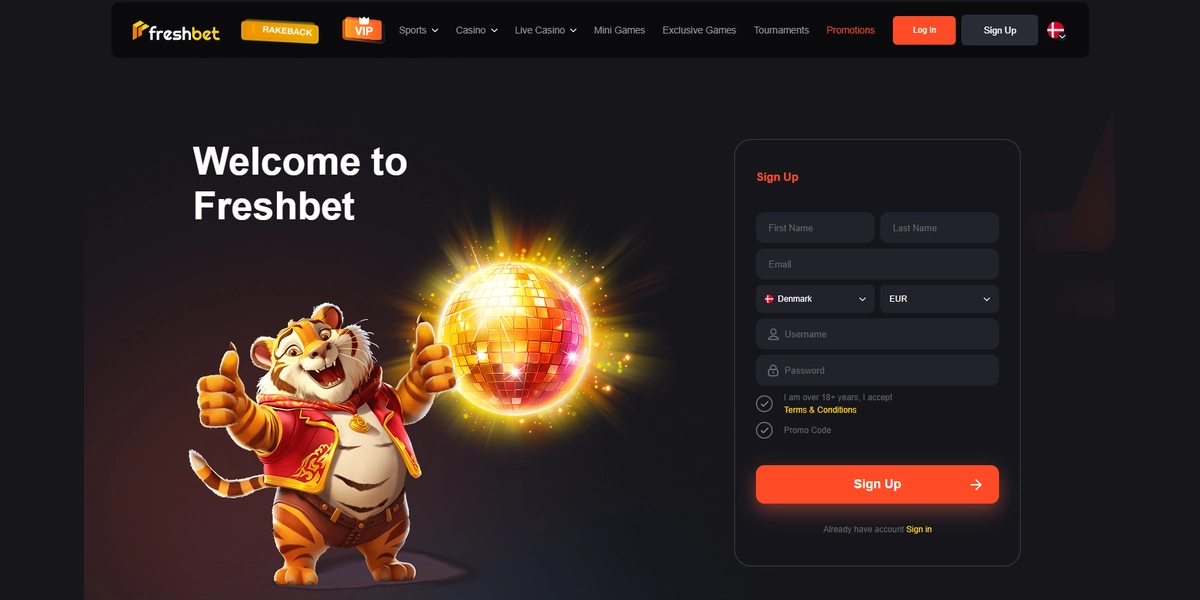Freshbet Casino registrering og oprettelse af konto